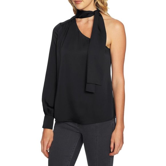 1. State Tops - 1. State Black One-Shoulder Blouse